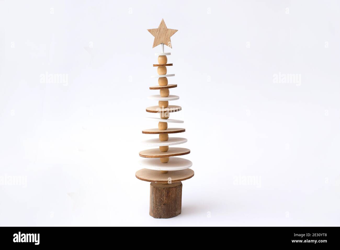 christmas wood tree isolated on white background Stock Photo - Alamy