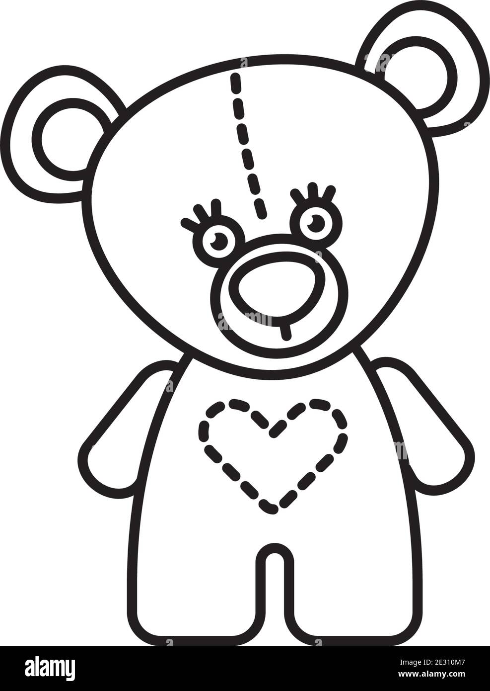 Cute brown teddy bear toy vector line icon  for Teddy bear Day on September 9. Chldhood outline symbol. Stock Vector