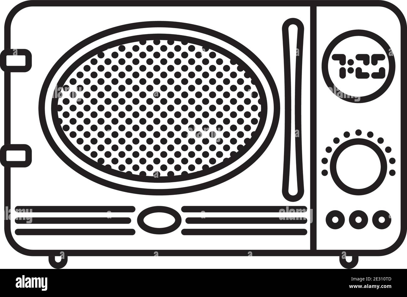 Retro style microwave oven vector line icon for TV Dinner Day on September 10 Stock Vector