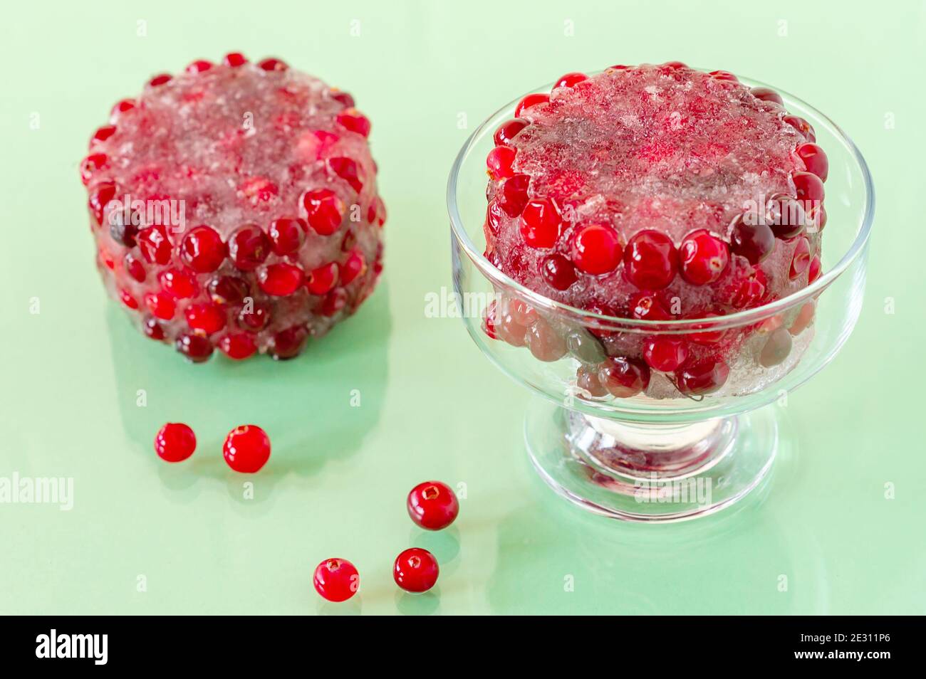 Frozen cranberries. Frozen organic berries for desserts and bakery