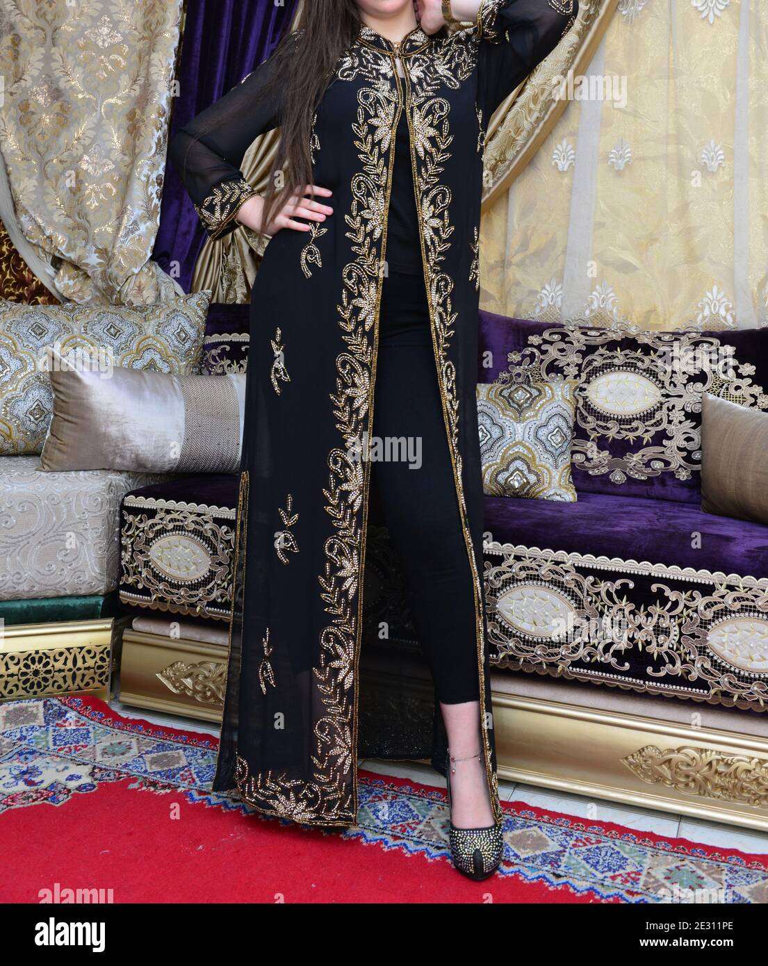 Morocco, Marrakech, haute couture, mannequin wearing a caftan Stock