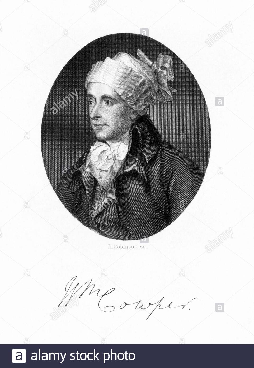 William Cowper portrait, 1731 – 1800, was an English poet, vintage illustration from 1830 Stock Photo