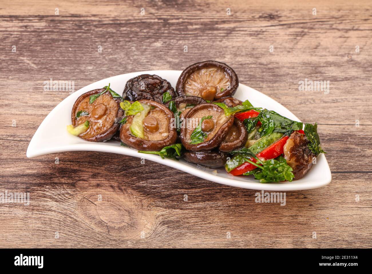 Marinated shiitake mushrooms with herbs and spices Stock Photo Alamy