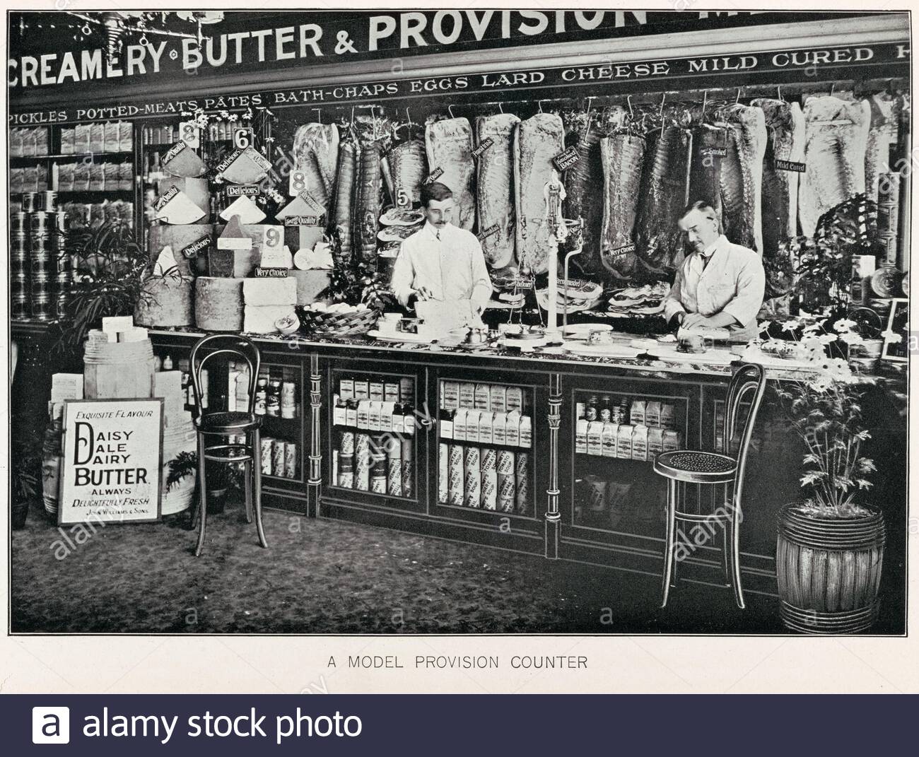 Grocery shop, vintage photograph from 1906 Stock Photo
