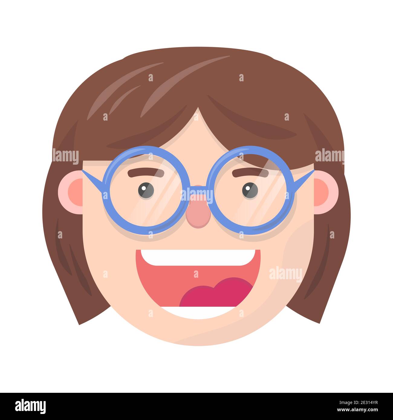 Cute happy nerd girl with glasses head cartoon. Flat design isolated vector  illustration Stock Vector Image & Art - Alamy