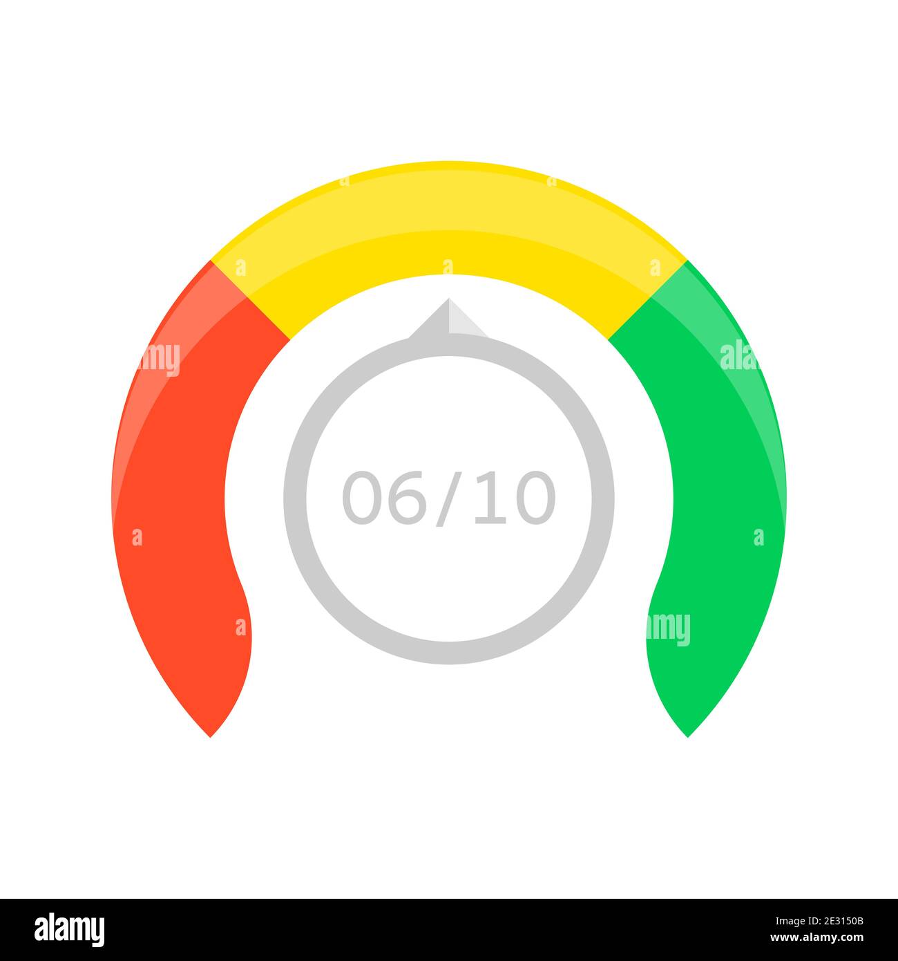 Performance gauge measurement dial icon with rank numbers, Dashboard panel interface. Isolated vector illustration. Stock Vector