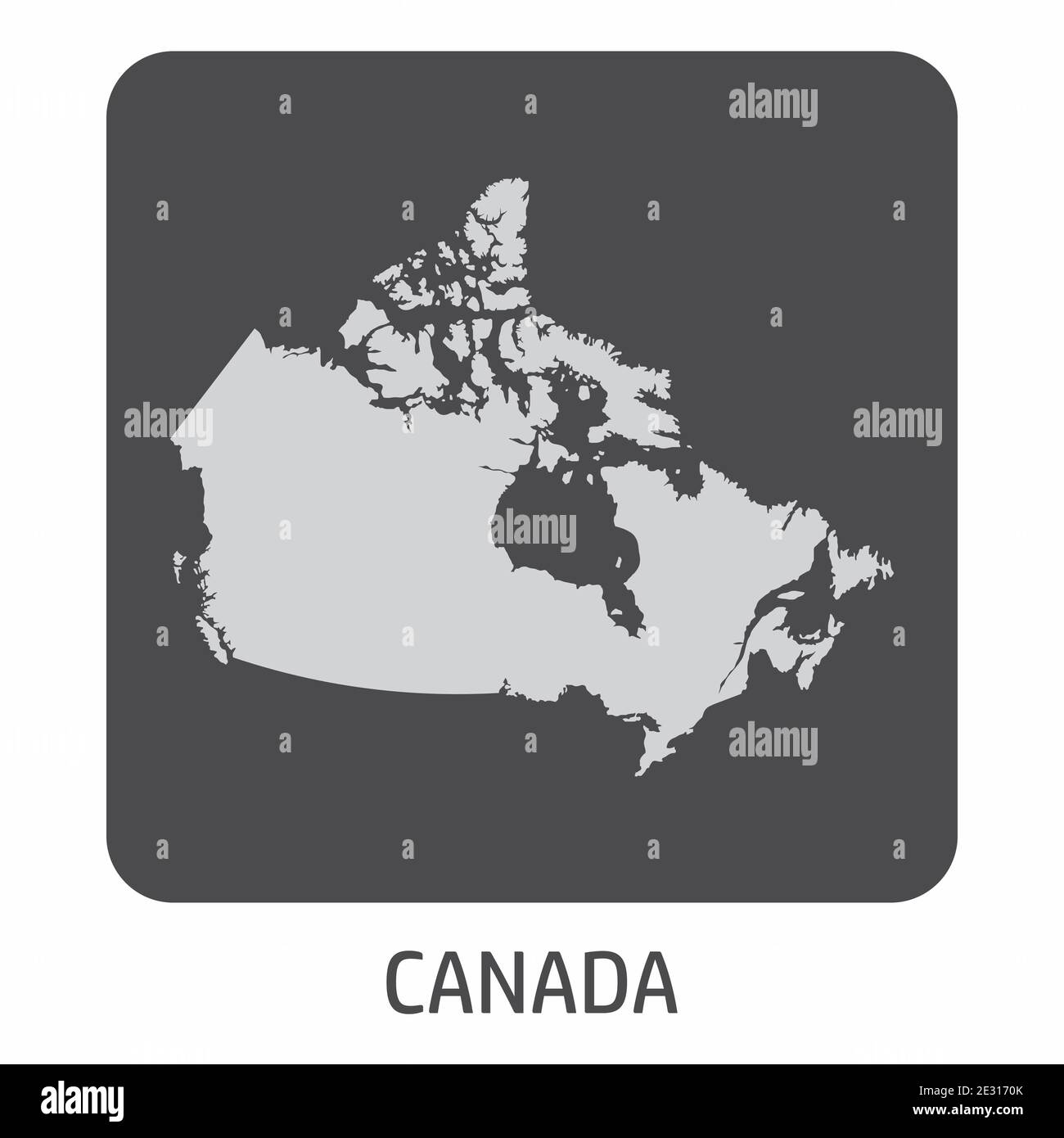 The Canada silhouette map icon on dark box Stock Vector