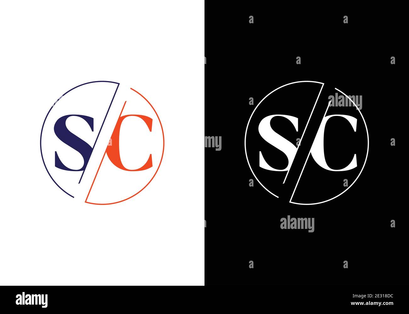 Initial Monogram Letter S C Logo Design Vector Template. S C Letter Logo Design Stock Vector