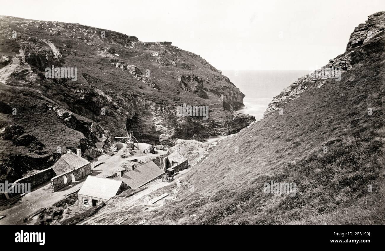 Vintage 19th century photograph: Tintagel, Cornwall, England Stock Photo