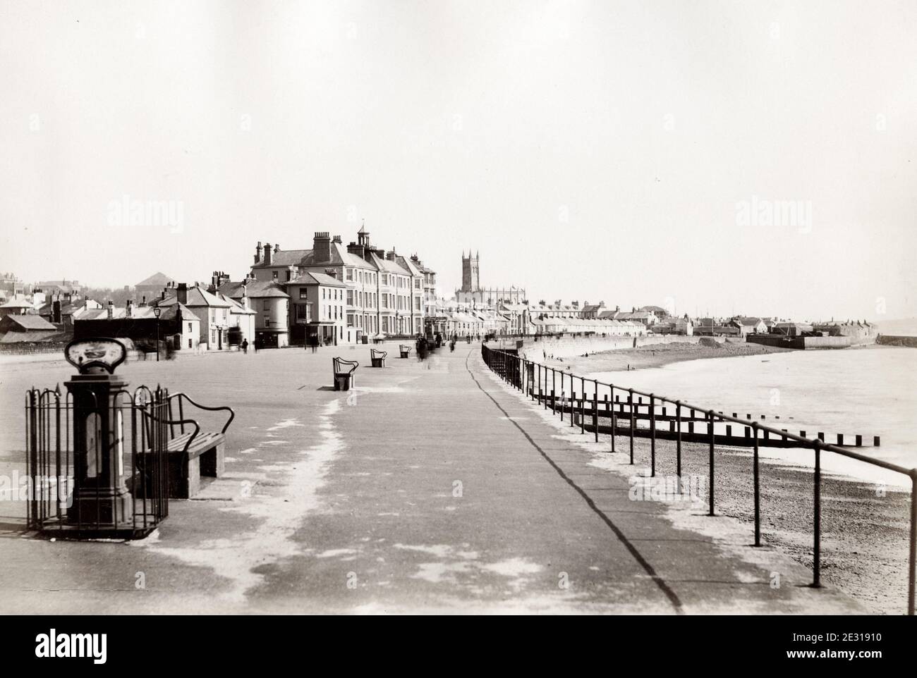 Vintage 19th century photograph: The Parade, Penzance, Cornwall, England. Stock Photo