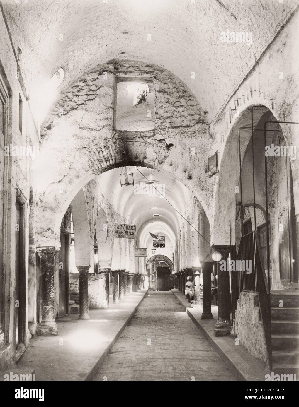 Vintage 19th century photograph: cloth, fabric, bazar, bazaar, probably ...