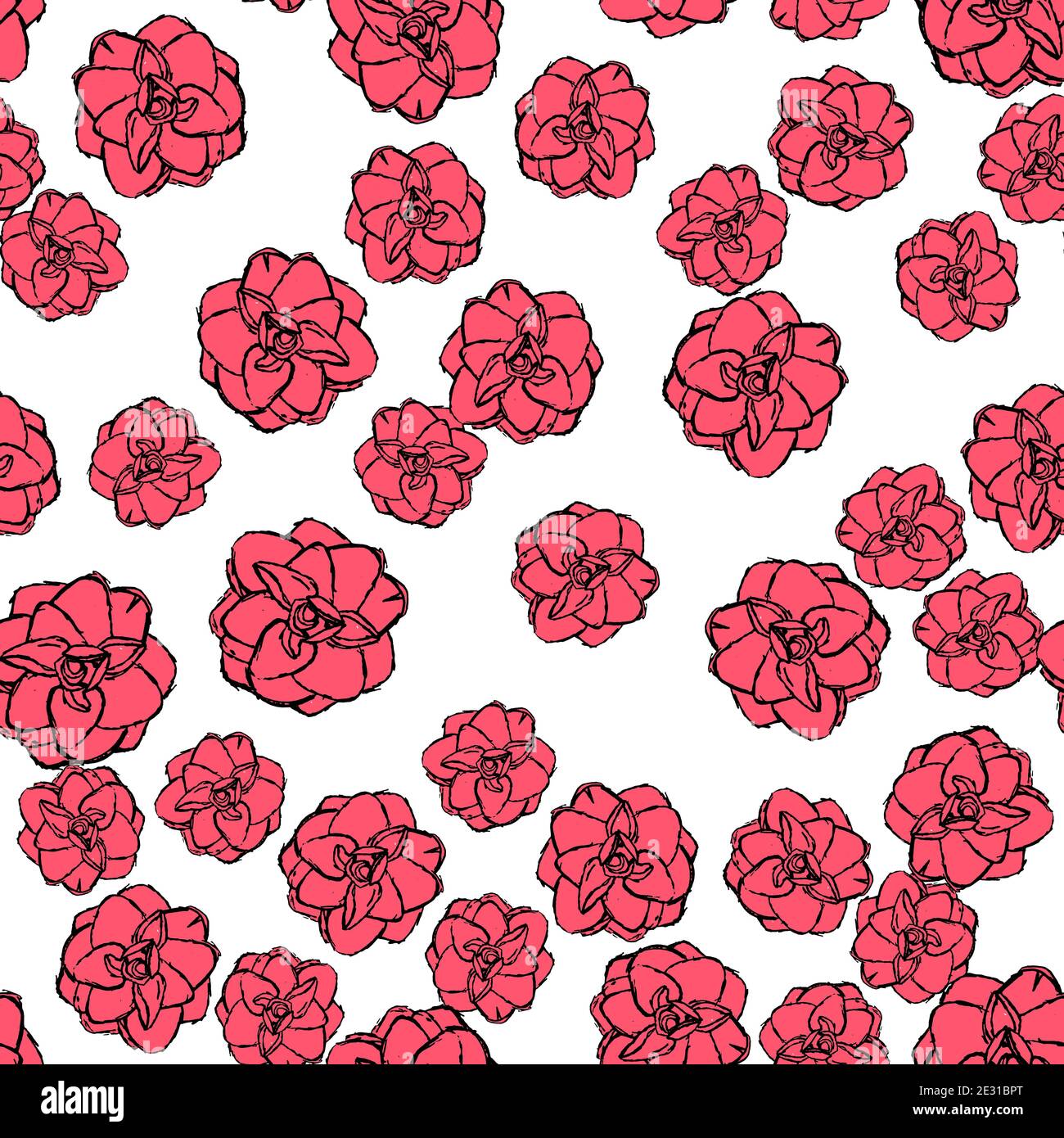 Hand drawn flower seamless pattern background. Illustration Stock Photo ...