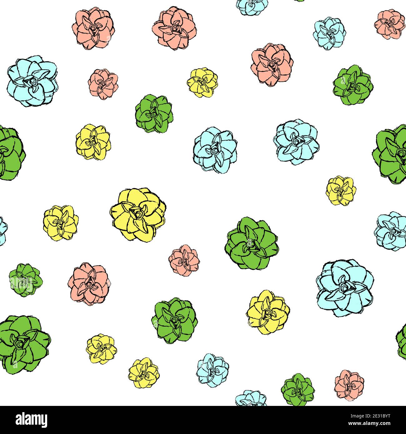Hand drawn flower seamless pattern background. Illustration Stock Photo ...