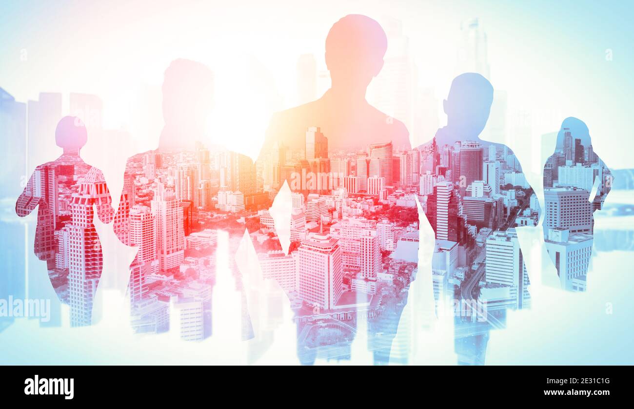 Abstract image of many business people together in group on background ...