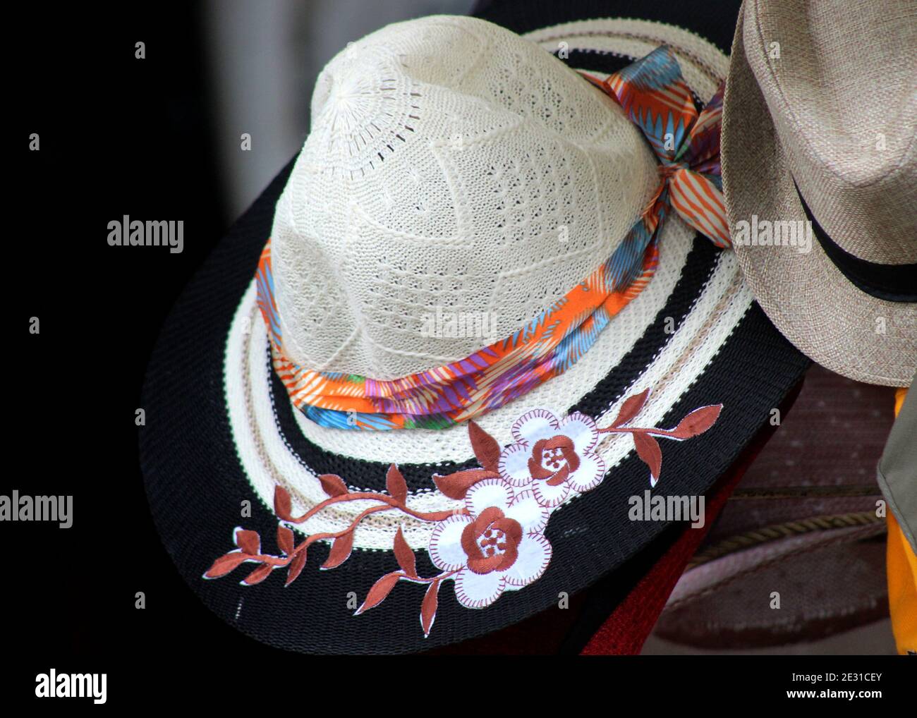 beautiful fashionable female, ladies hat suitable for sun protection or as a fashion accessory Stock Photo