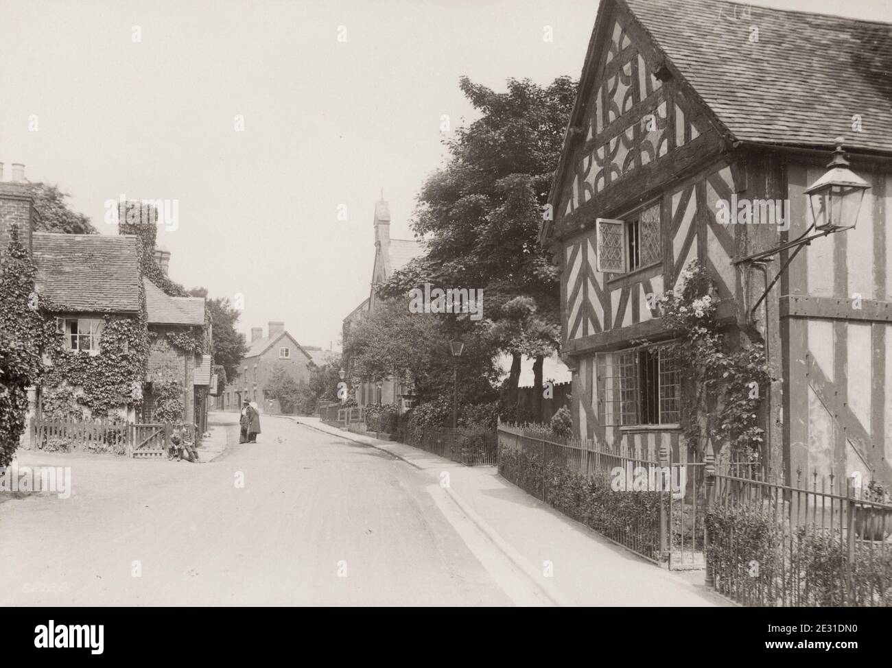 Vintage 19th century photograph: Church Stretton is a market town in Shropshire, England, 13 miles south of Shrewsbury and 15 miles north of Ludlow. Stock Photo