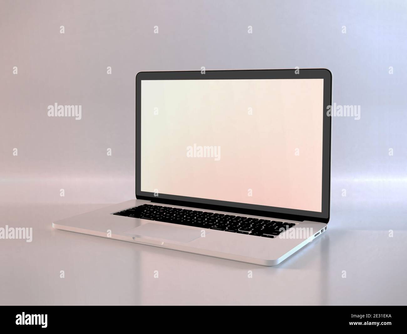 Realistic Laptop Mockup Template Scene Stock Photo