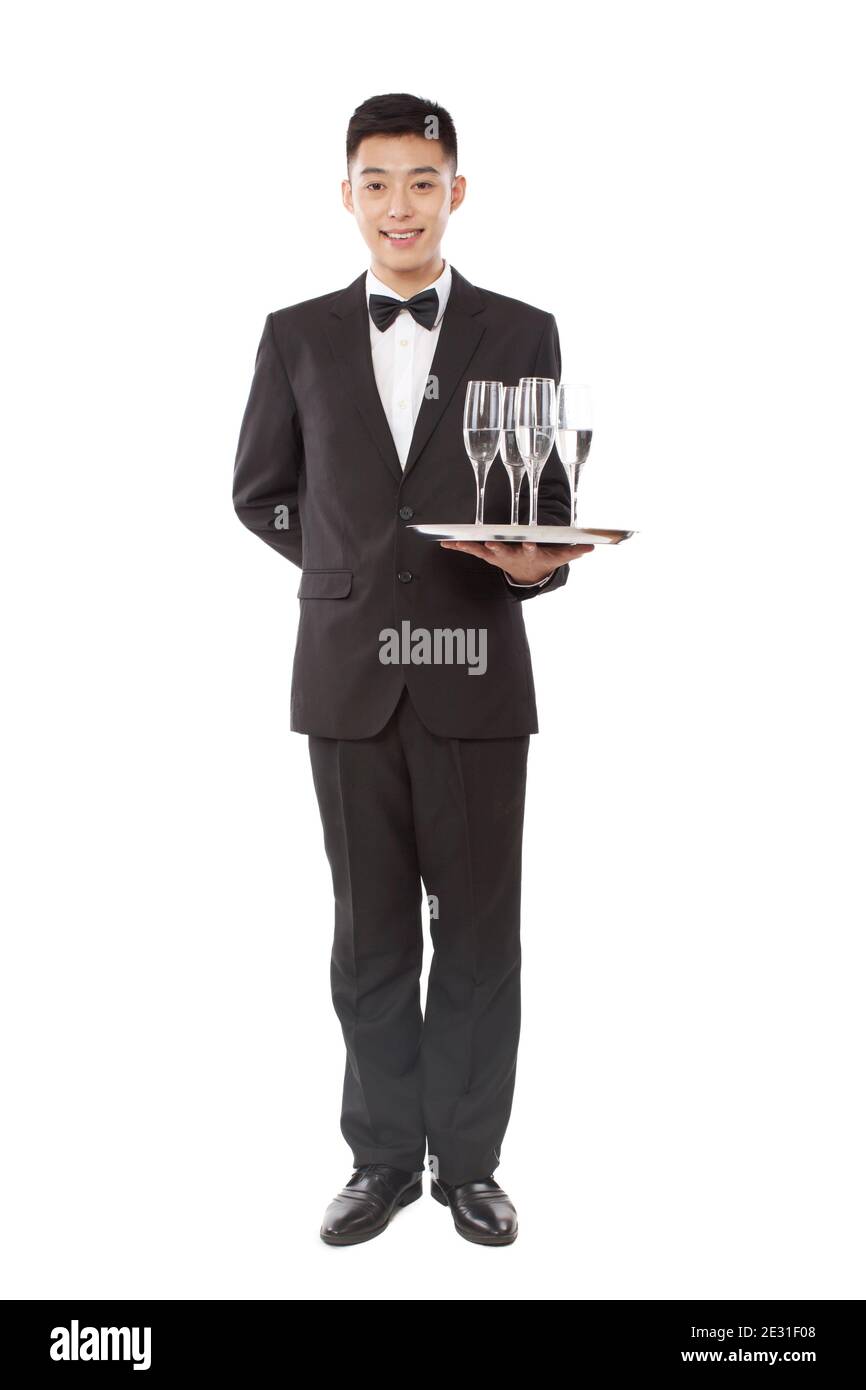 Silver tray with drinks waiter hi-res stock photography and images - Alamy