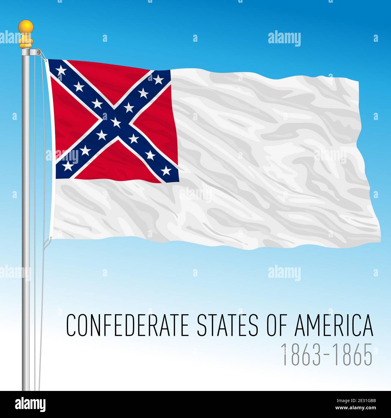 Confederate states historical flag, 1863 - 1865, United States, vector illustration Stock Vector