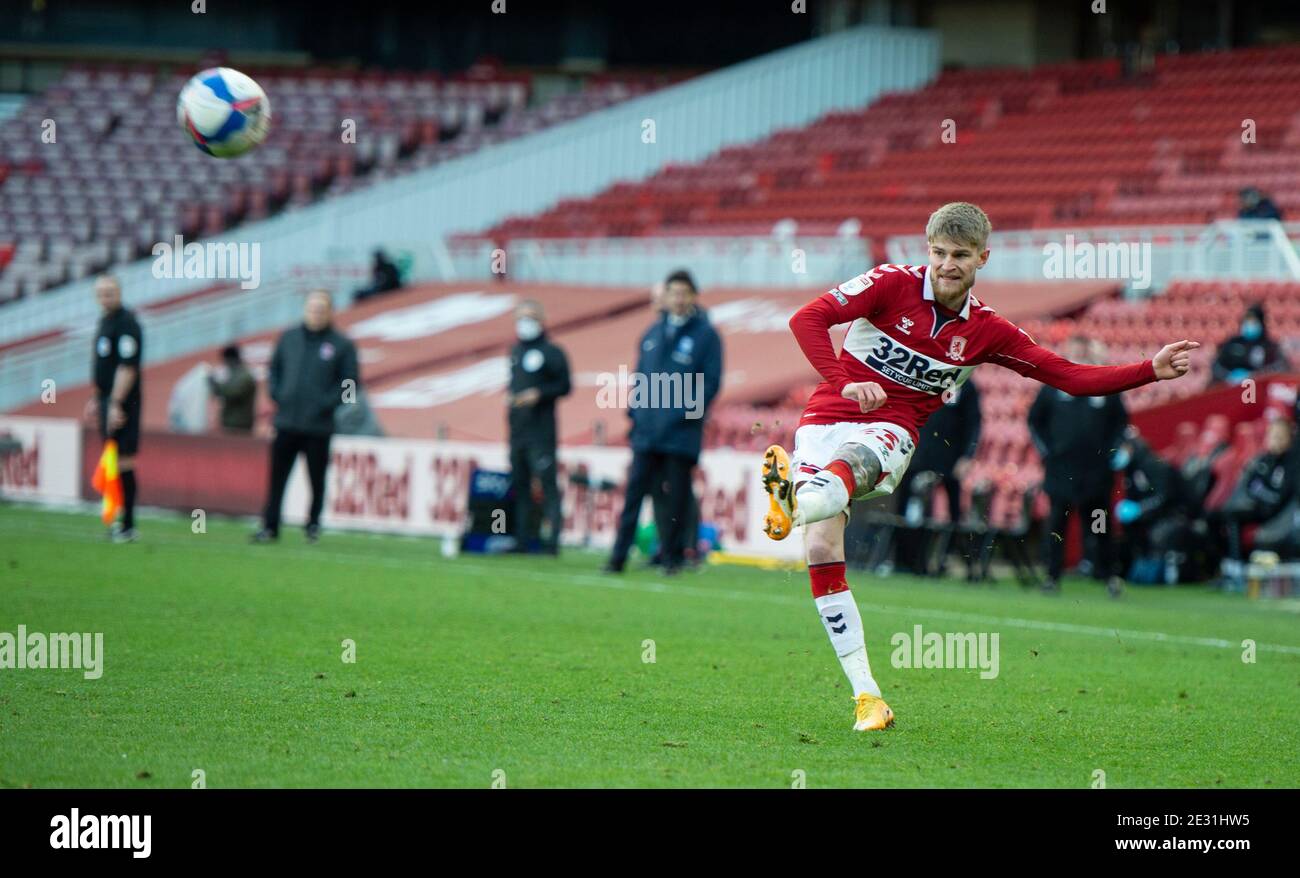 MIDDLESBROUGH, ENGLAND. JAN 16TH: during the Sky Bet Championship match between Middlesbrough and Birmingham City at the Riverside Stadium, Middlesbrough on Saturday 16th January 2021. (Credit: Trevor Wilkinson | MI News) Credit: MI News & Sport /Alamy Live News Stock Photo