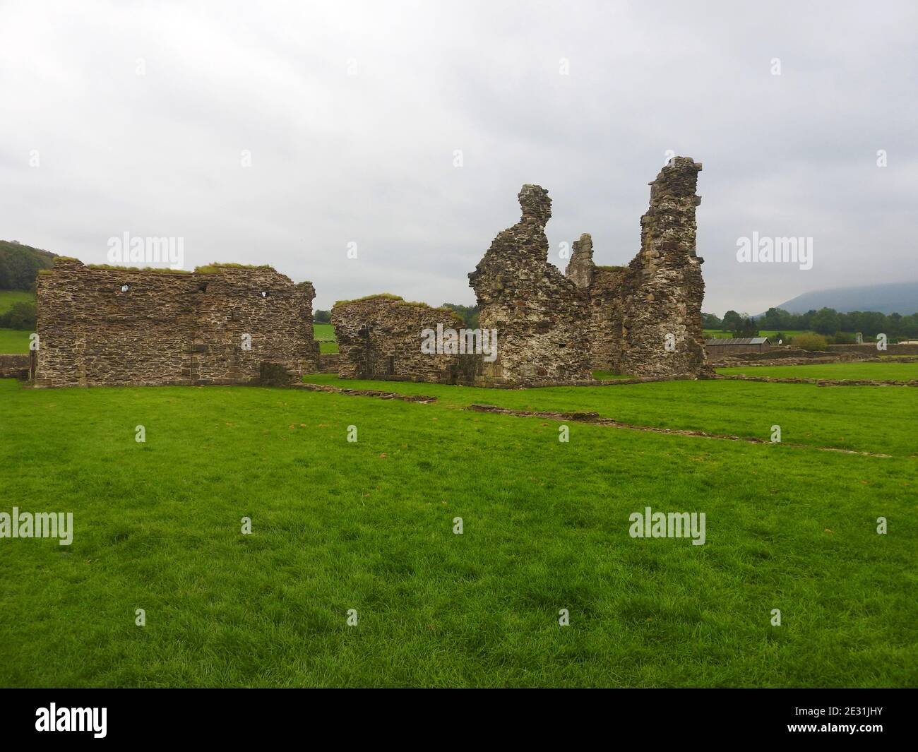 A view of the remains of Sawley Abbey,  an abbey of Cistercian monks in the village of Sawley, Lancashire,  England (  historically in the West Riding of Yorkshire). It was  a daughter-house of Newminster Abbey, Northumberland . Sawley abbey  existed from 1149 until its dissolution in 1536, during the reign of King Henry VIII.  It is controlled by English Heritage and is a Grade I listed building and Scheduled Ancient Monument. Stock Photo