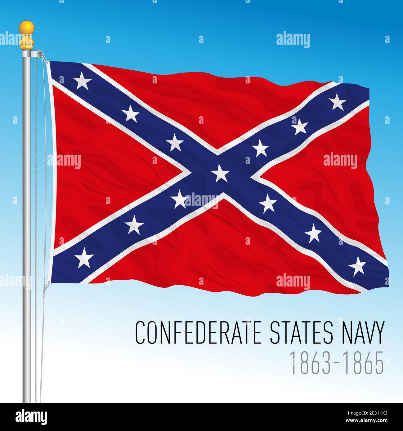 Confederate states historical navy flag, 1863 - 1865, United States, vector illustration Stock Vector