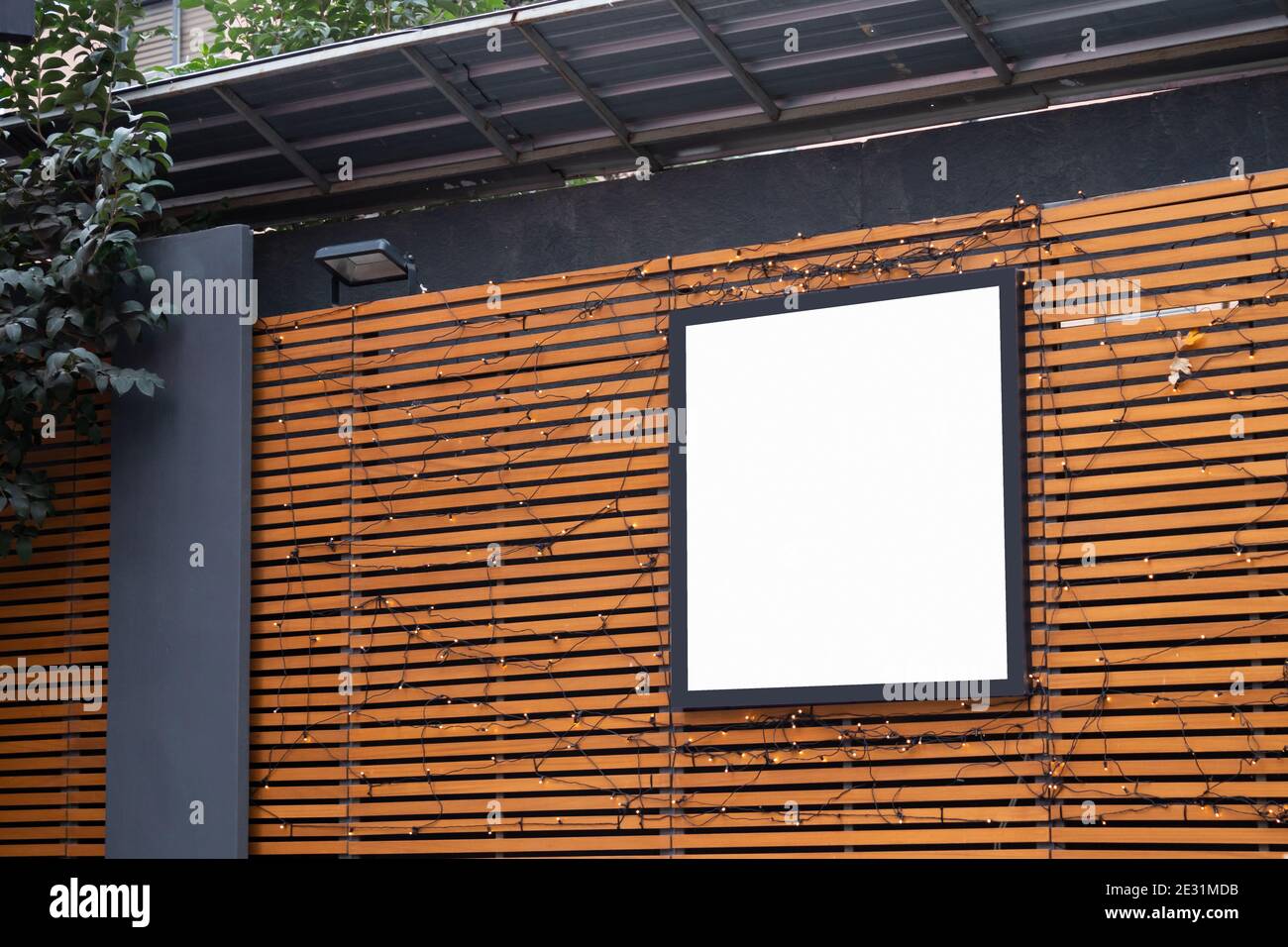 signboard mockup and template empty frame for logo and text on the background Stock Photo