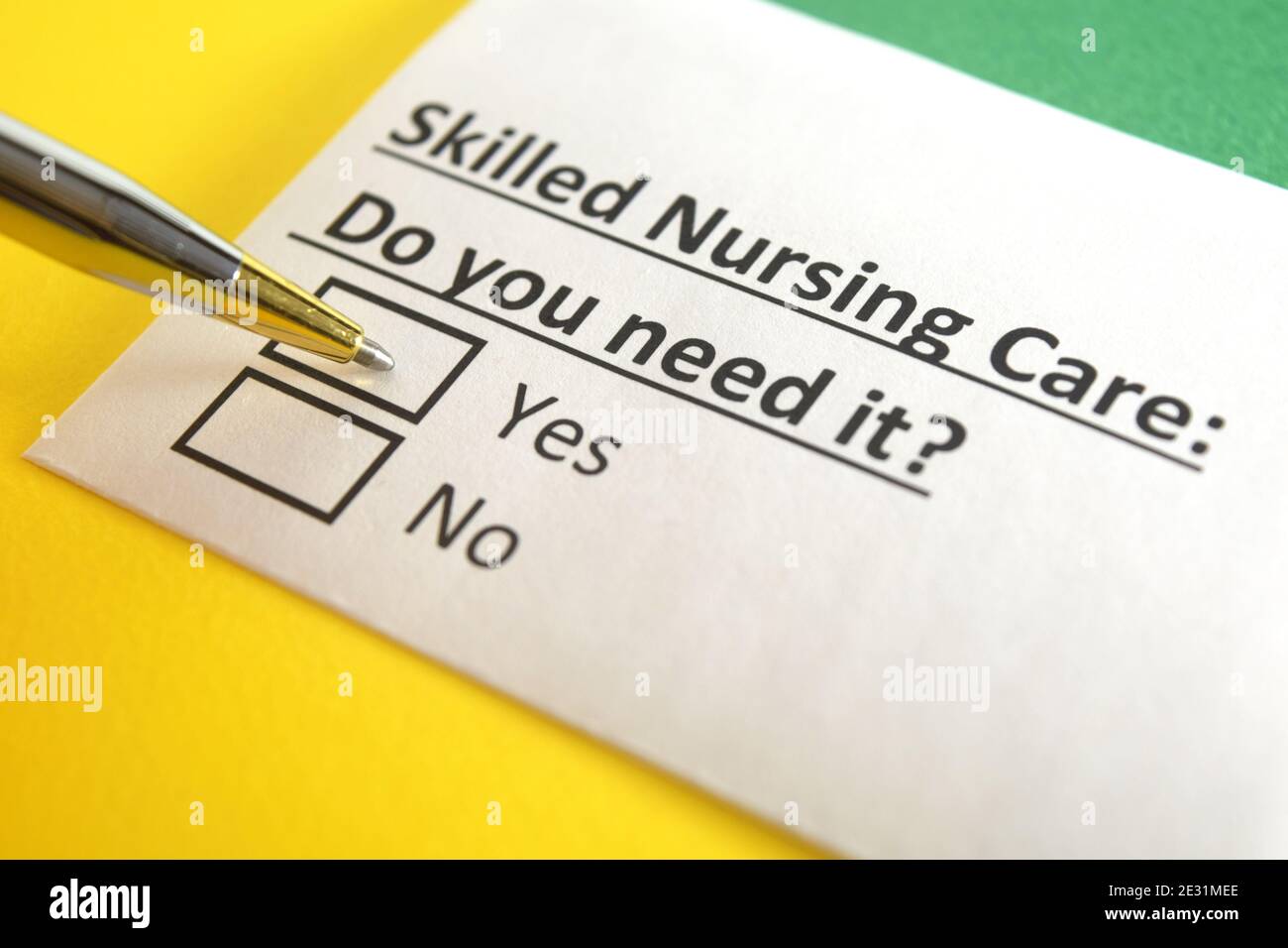 One person is answering question about skilled nursing care. Stock Photo