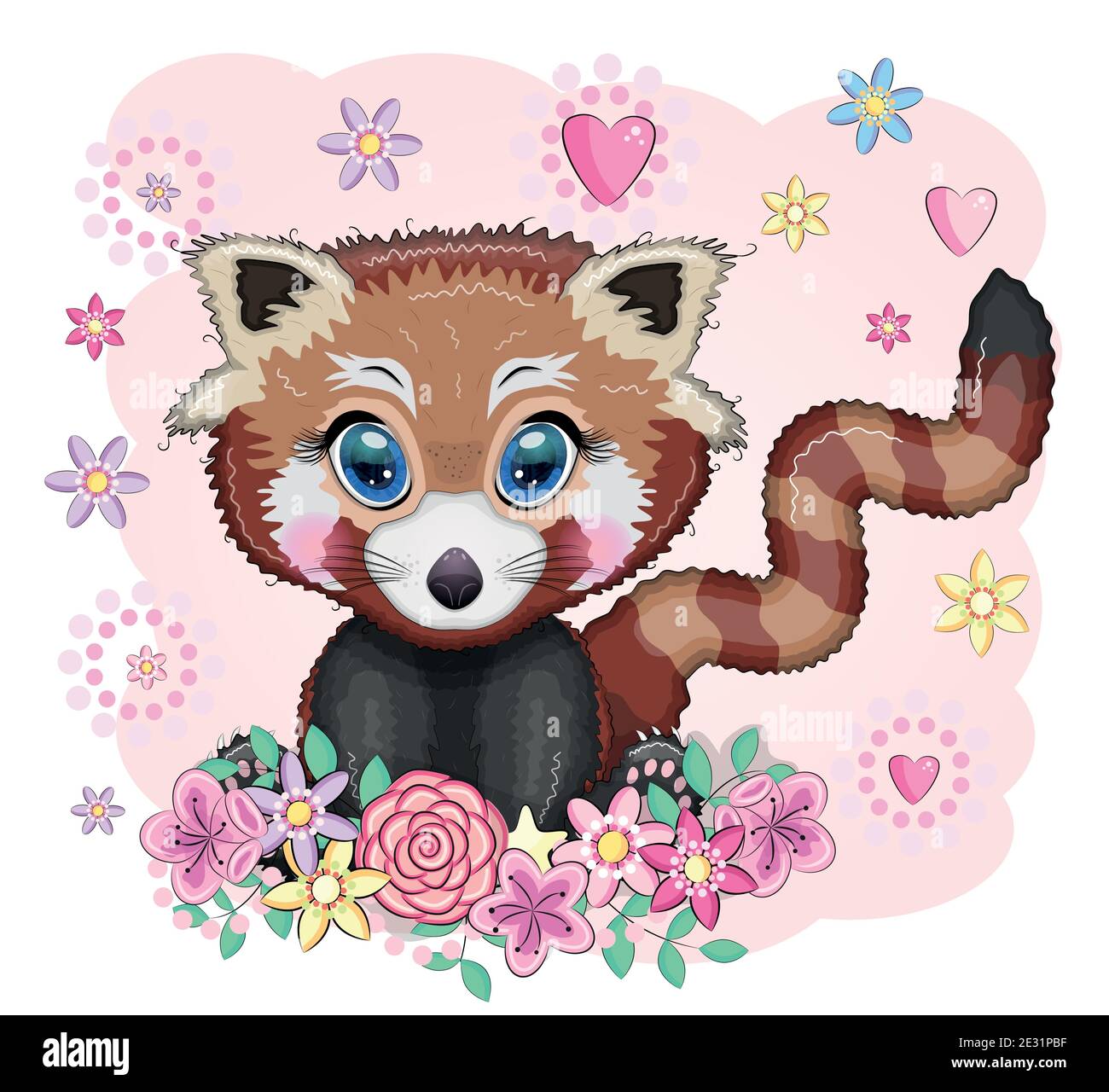 Red Panda Cute Character With Beautiful Eyes Bright Childish Style Rare Animals Red Book Cat Bear Stock Vector Image Art Alamy