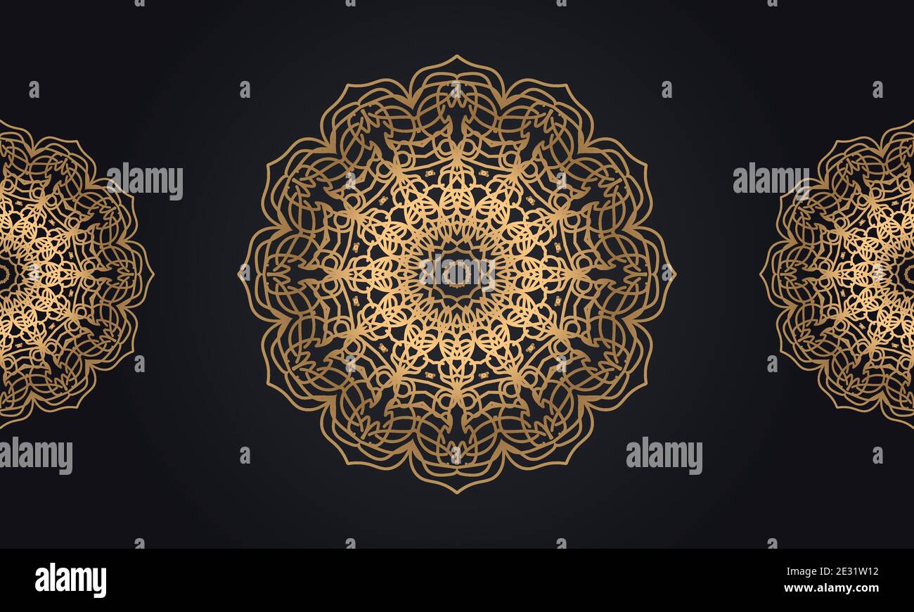 Luxury ornamental mandala design background in black and golden color ...