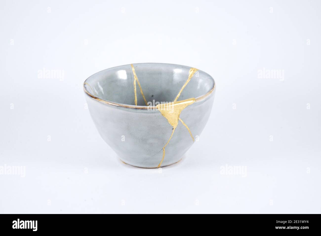 Blue Kintsugi Bowl- Dish- & Gold- Real Kintsugi; Broken Then