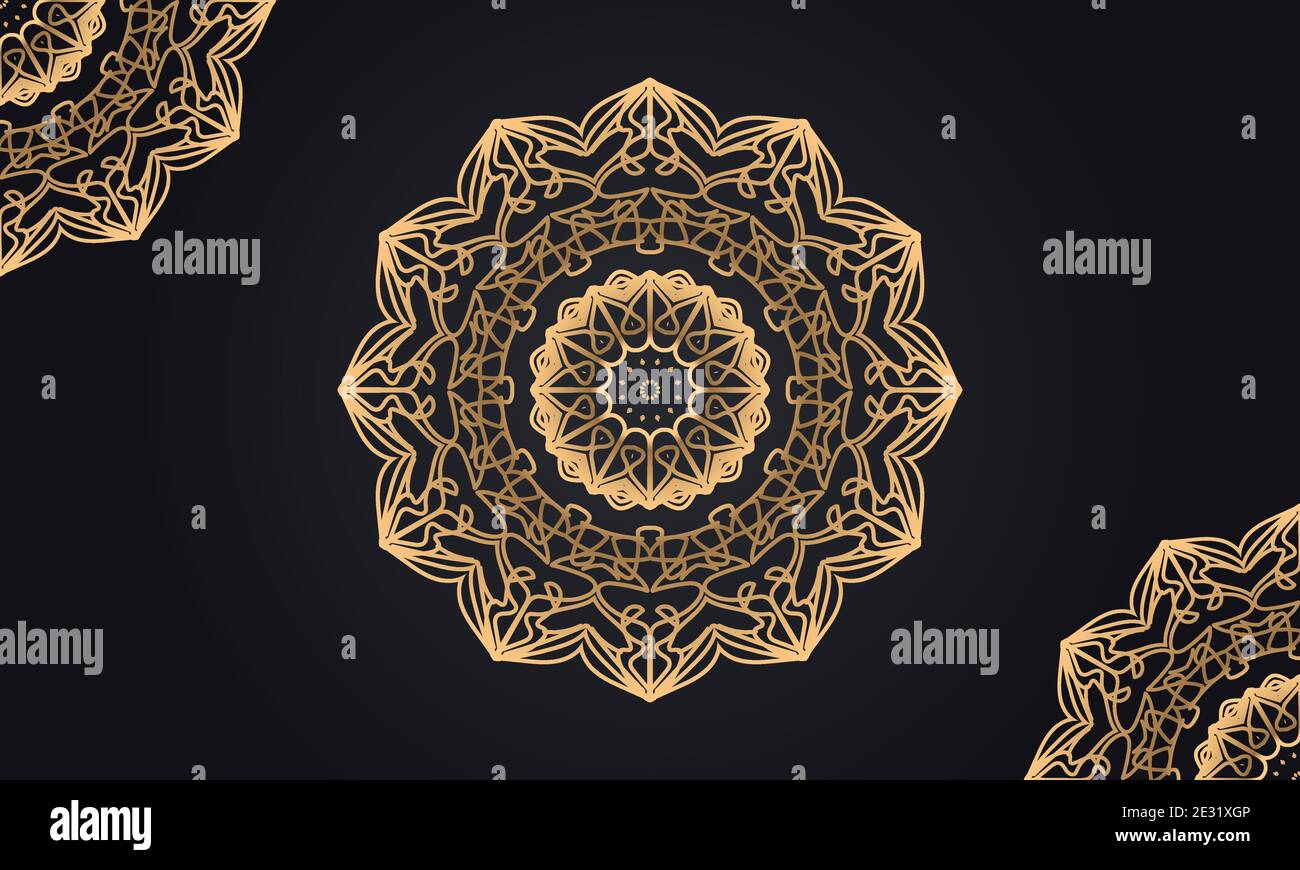 Luxury ornamental mandala design background in black and golden color ...