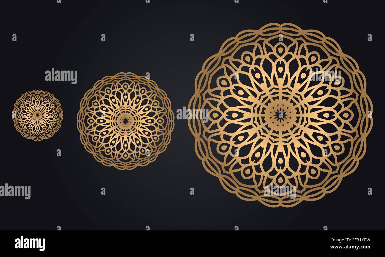 Luxury ornamental mandala design background in black and golden color ...