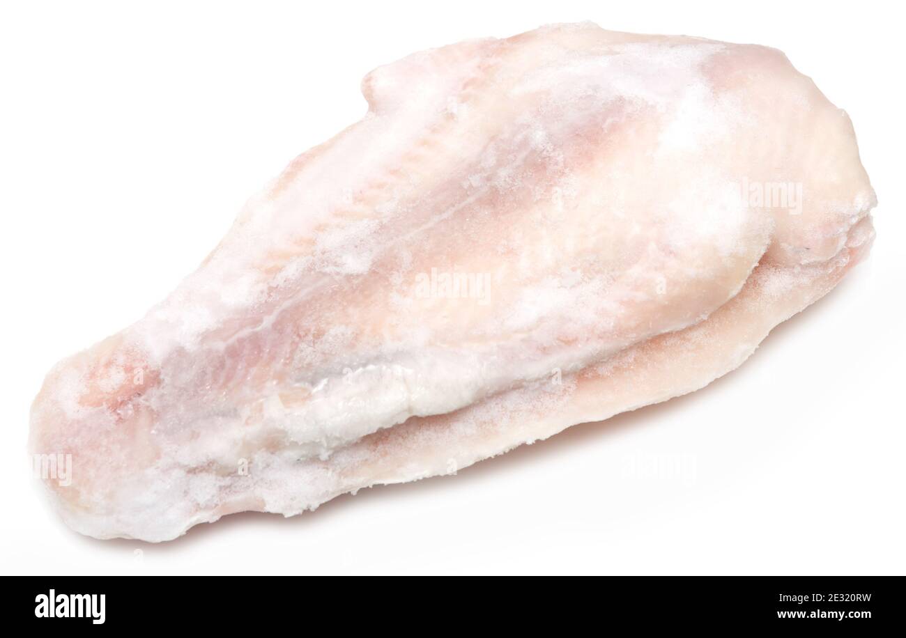 Frozen fish fillet on white background Stock Photo Alamy