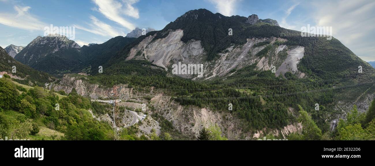 Landslide's view of the Vajont tragedy Stock Photo