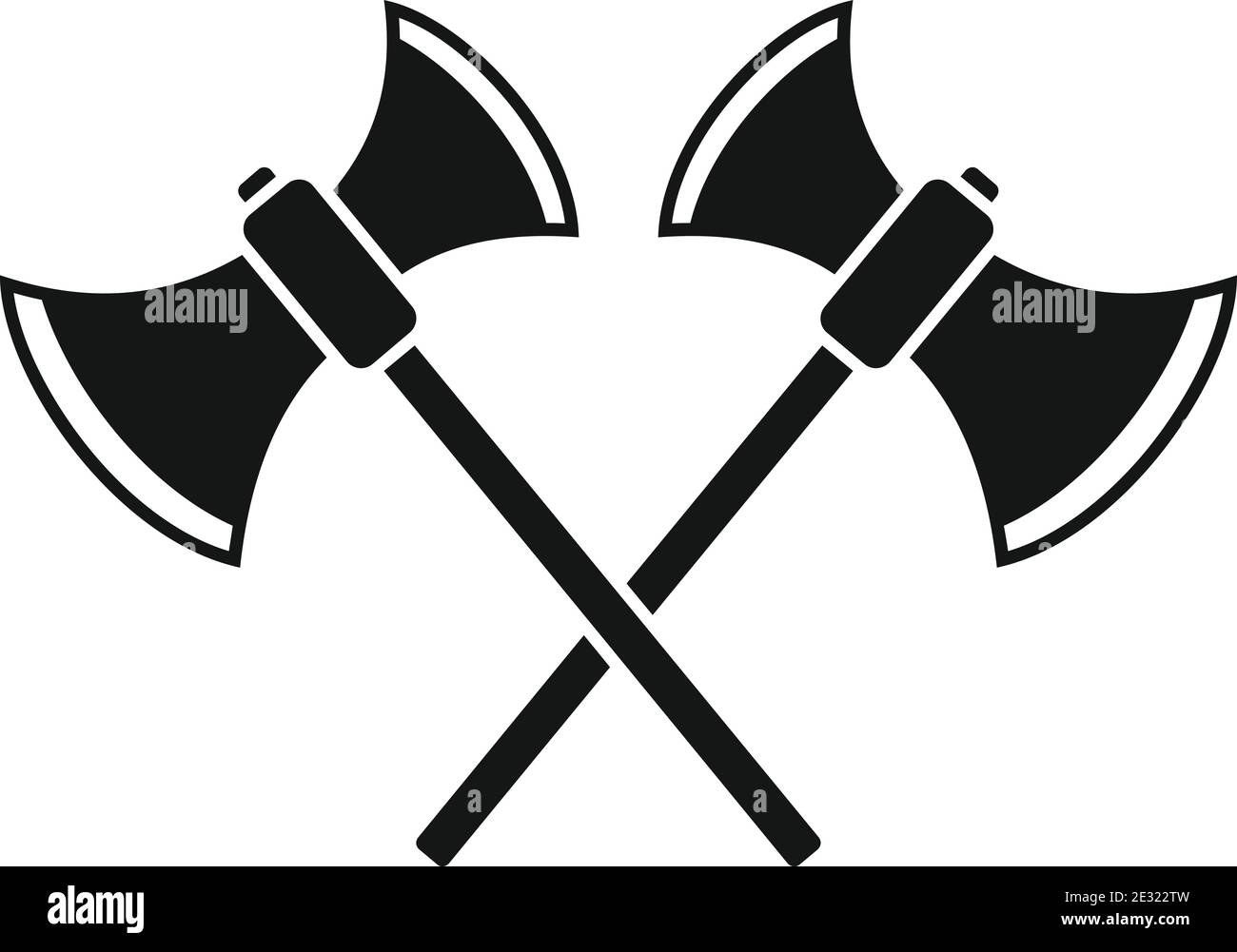 Medieval crossed axe icon, simple style Stock Vector