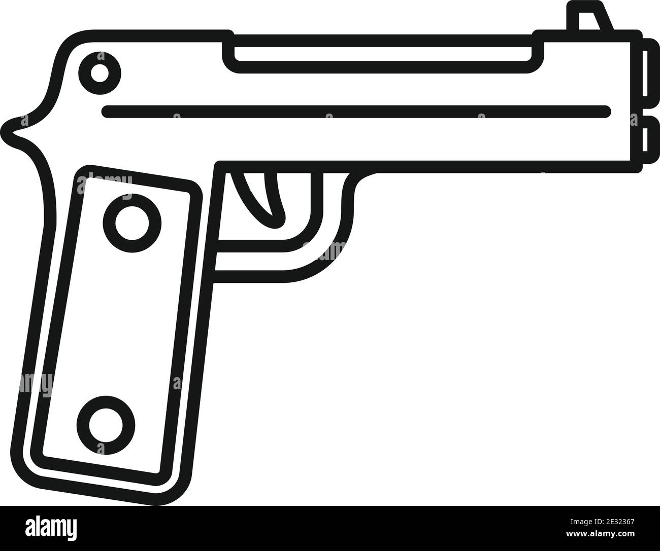 Guard pistol icon, outline style Stock Vector