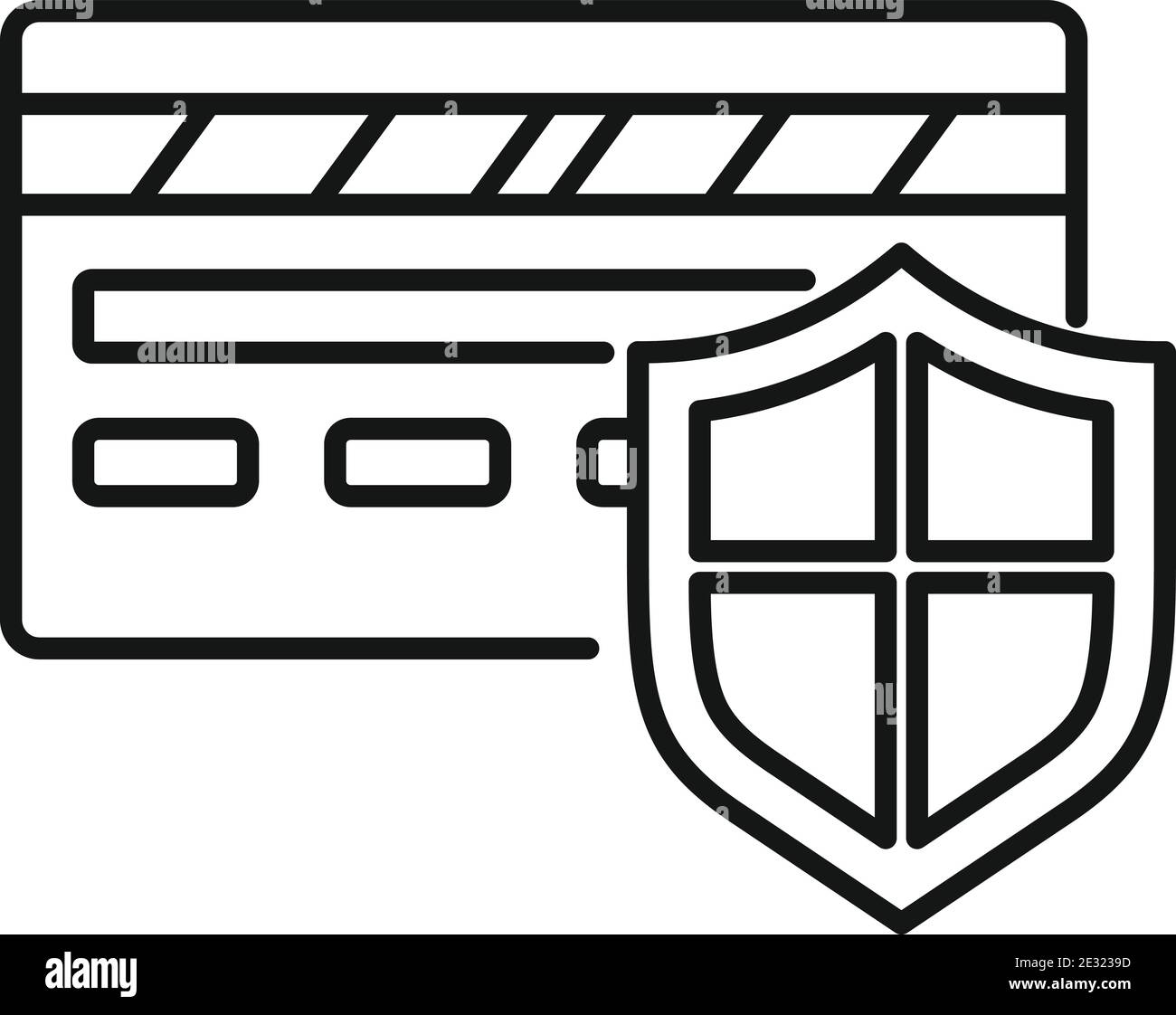 Secured personal card icon, outline style Stock Vector