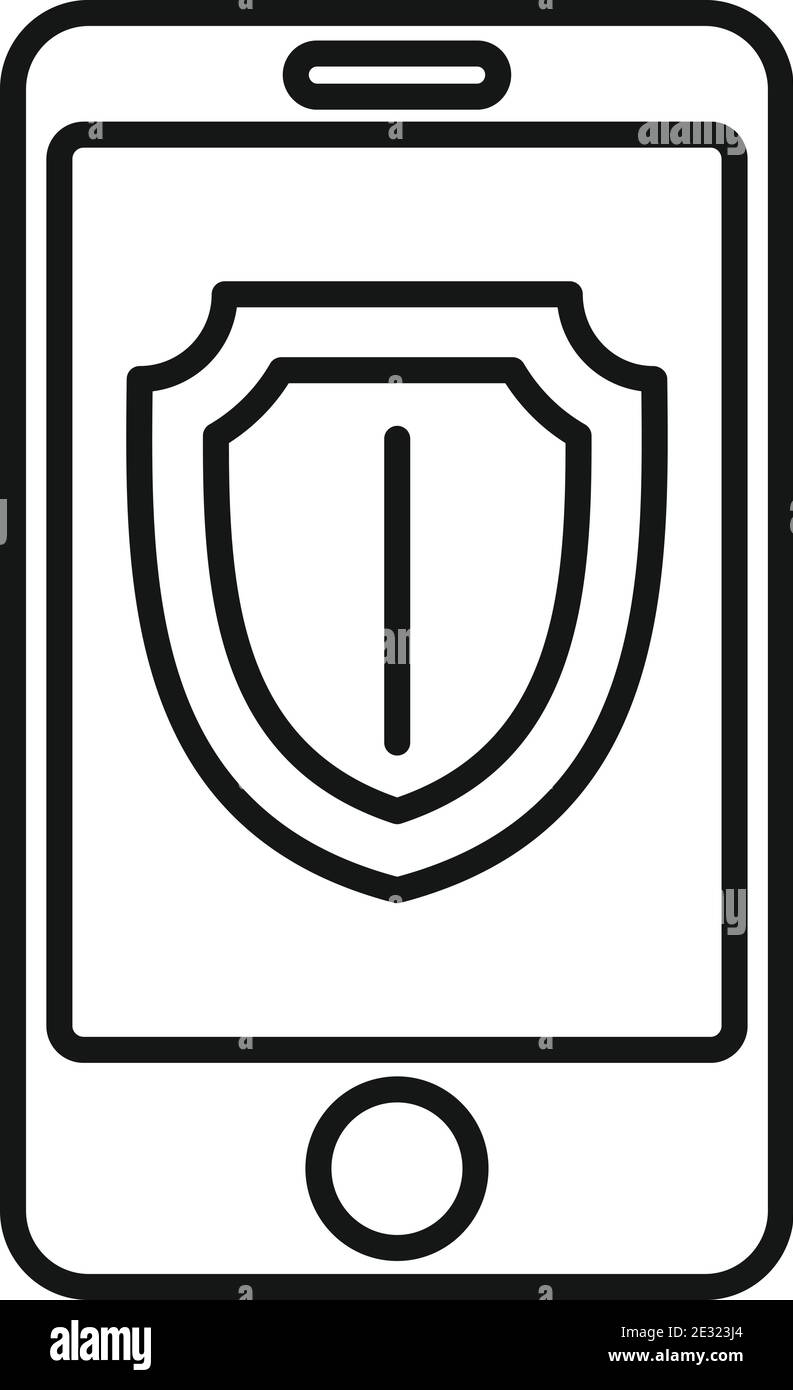 Secured smartphone icon, outline style Stock Vector Image & Art - Alamy