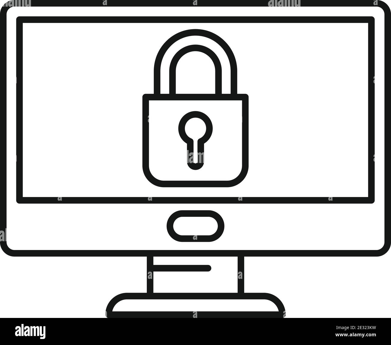 Secured monitor icon, outline style Stock Vector Image & Art - Alamy