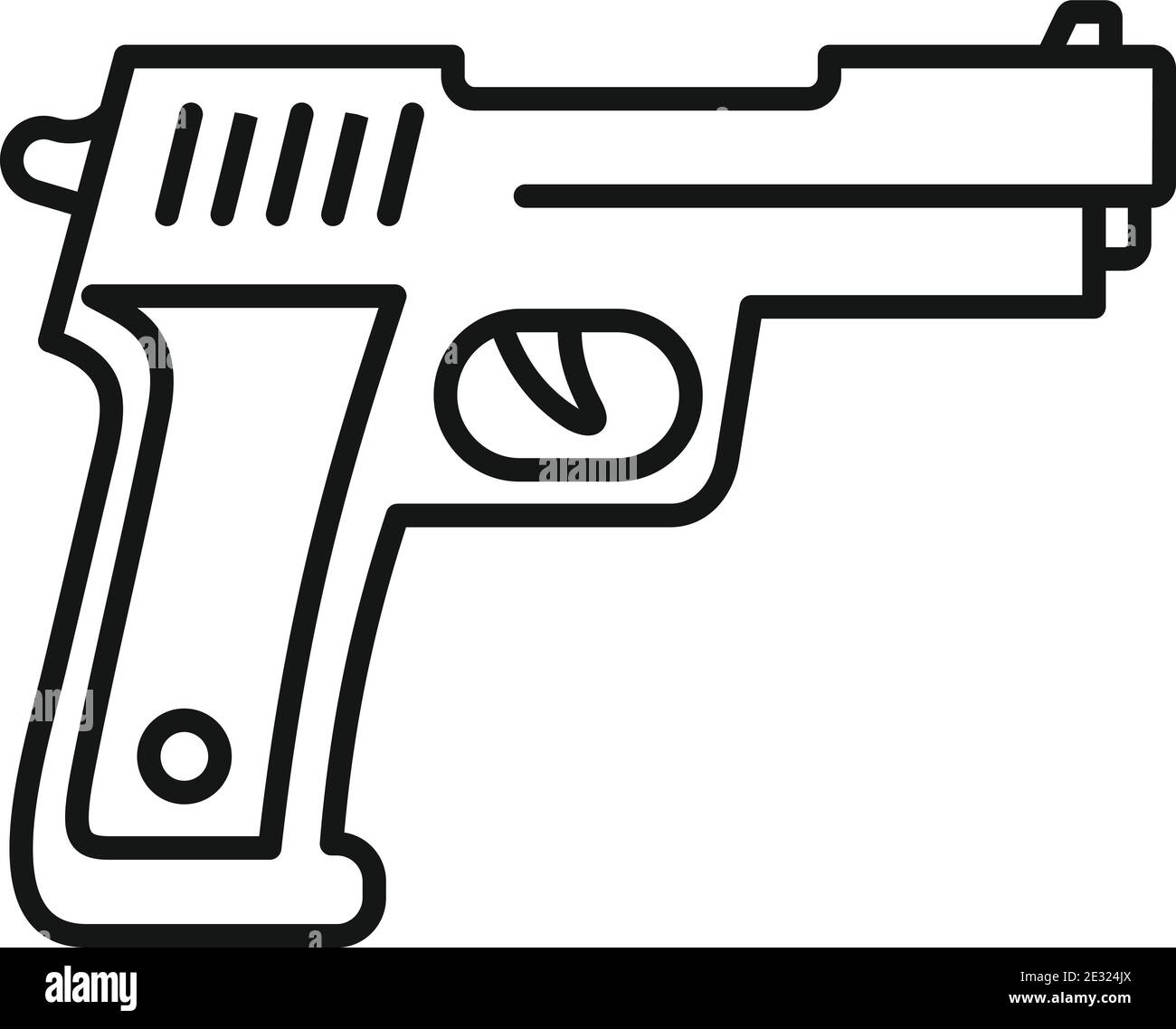Policeman pistol icon, outline style Stock Vector