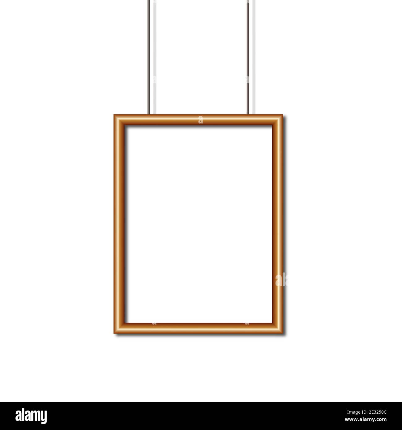 Golden photo frames in mockup style. Isolated blank for photo. Empty