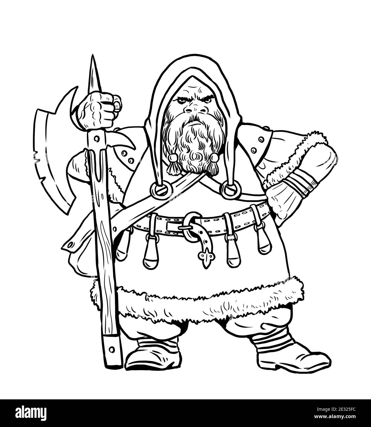 Dwarf with war ax. Fantasy drawing with dwarfs Stock Photo - Alamy