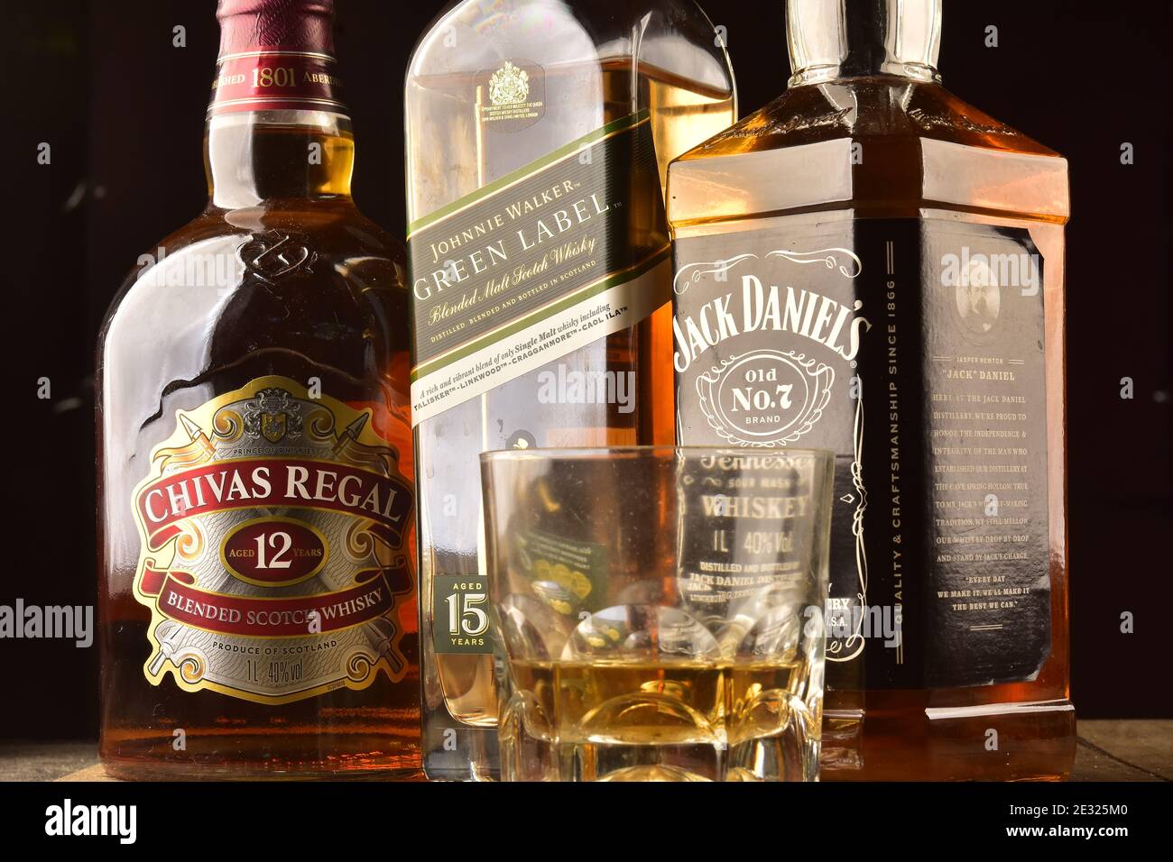 Mix of whiskey on the table Stock Photo Alamy