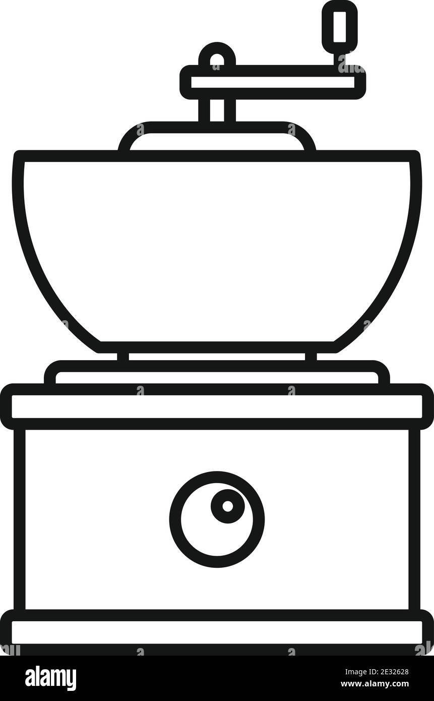 Old coffee grinder icon, outline style Stock Vector