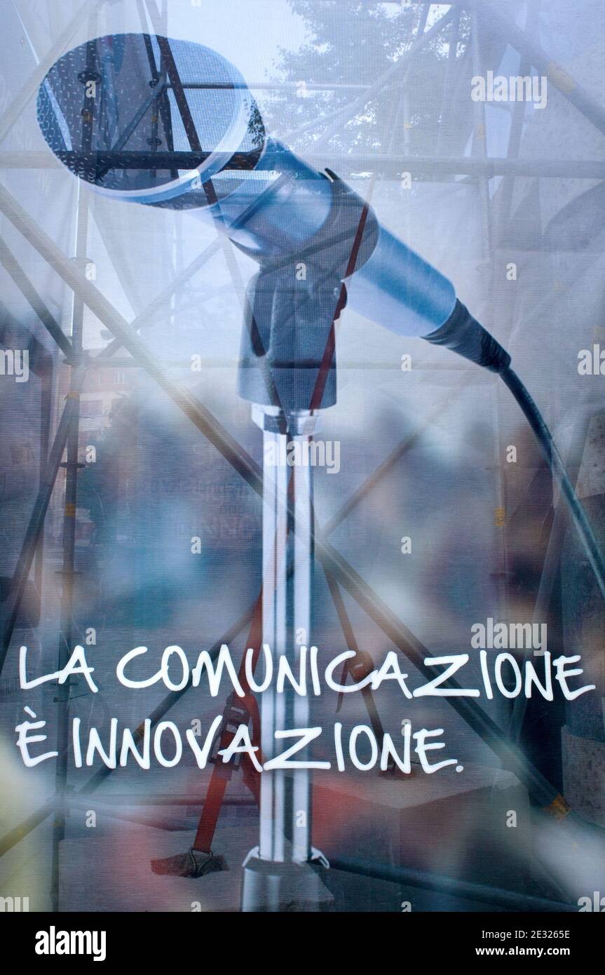 Campobasso, Molise Region, Italy: Communication and innovation advertising panel. Stock Photo