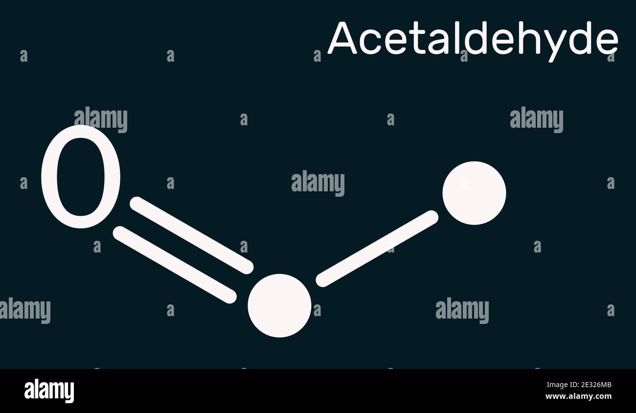 Acetaldehyde, ethanal, CH3CHO molecule. It is ketone, is used in the