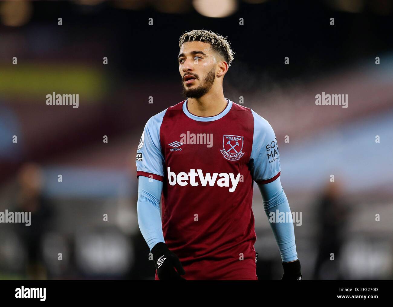 London Stadium London Uk 16th Jan 2021 English Premier League Football West Ham United Versus Burnley Sa Xef D Benrahma Of West Ham United Credit Action Plus Sports Alamy Live News Stock Photo Alamy