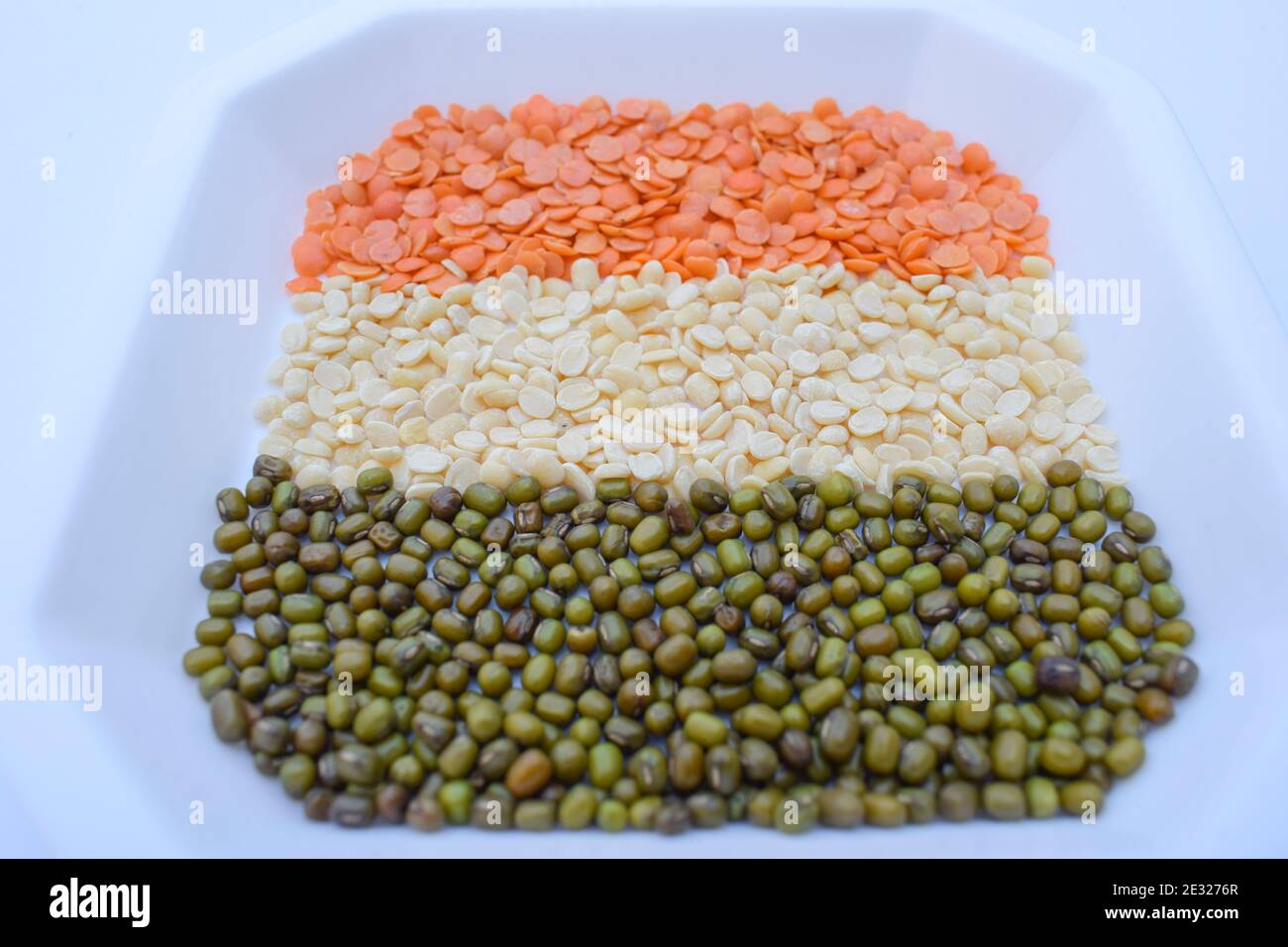 Indian republic day theme food decorated with tricolor pulses and