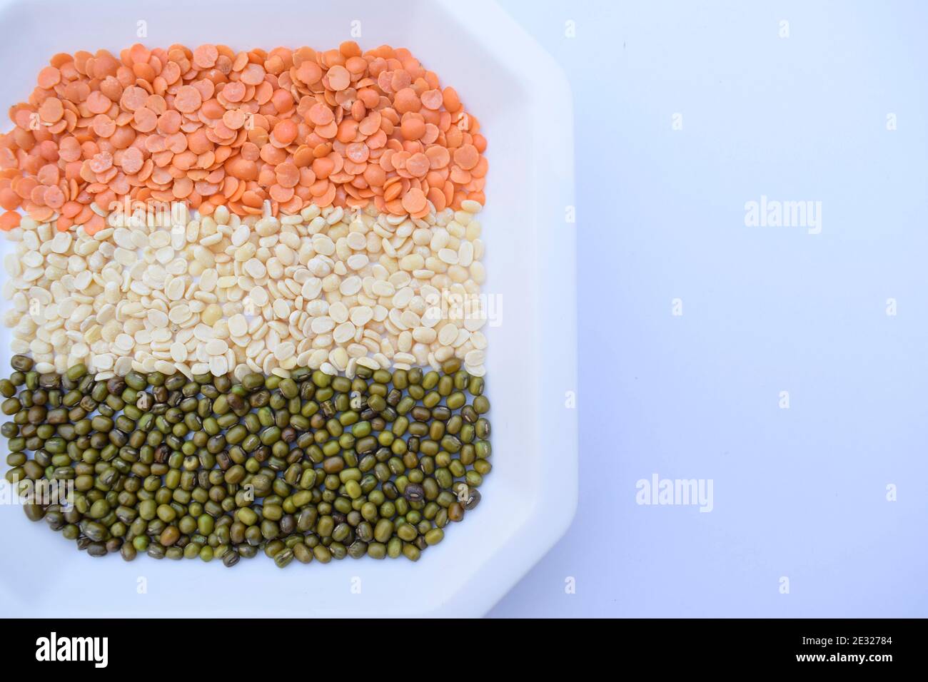 Indian republic day theme food decorated with tricolor pulses and